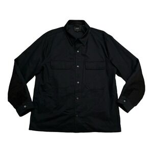 Vince Cotton Twill Shirt Jacket Military Black Elbow Forearm Patch 4 Pocket XL